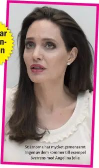  ??  ?? Stjärnorna har mycket gemensamt. Ingen av dem kommer till exempel överrens med Angelina Jolie.