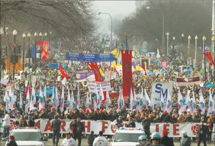  ?? Jose Luis Magana / Associated Press ?? Anti-abortion activists march toward the U.S. Supreme Court during the March for Life in Washington on Friday.