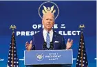  ?? MATT SLOCUM/ASSOCIATED PRESS ?? President-elect Joe Biden unveiled a $1.9 trillion coronaviru­s plan during a speech Thursday in Wilmington, Del.