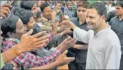  ?? PTI FILE ?? Congress president Rahul Gandhi meets supporters during a rally in Koppal, Karnataka, on Saturday.