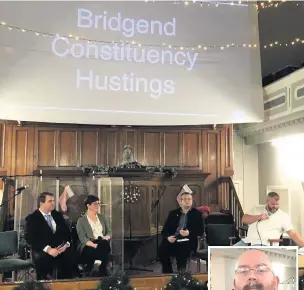  ??  ?? The Bridgend election hustings and, right, attendee and resident Simon Cash
