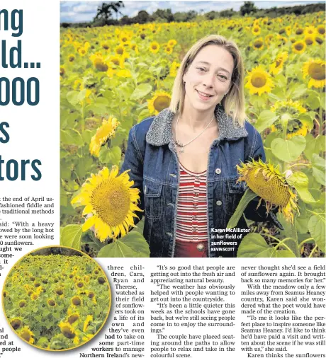  ?? KEVIN SCOTT ?? Karen McAllister in her field of sunflowers