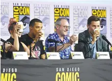  ?? PHOTOS BY CHRIS PIZZELLO/INVISION/AP ?? From left, Maisie Williams, Jacob Anderson, Liam Cunningham and Nikolaj Coster-Waldau appear at the “Game of Thrones” panel on day two of Comic-Con Internatio­nal on Friday in San Diego.