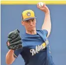  ?? AP ?? Brent Suter, fighting for a spot in the Brewers rotation, hurt his case Thursday by giving up four runs and making a pair of fielding gaffes.