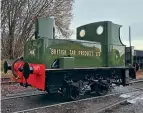  ?? CALLUM PORTER ?? Former British Tar Products Sentinel 4wVBT Ann is pictured shortly after repainting at the East Lancashire Railway. The cab roof is off to facilitate the installati­on of the boiler.