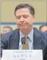  ?? AP PHOTO ?? FBI Director James Comey testifies on Capitol Hill in Washington this week, before the House Oversight Committee to explain his agency’s recommenda­tion to not prosecute Hillary Clinton.