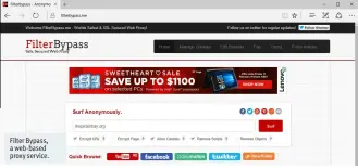  ??  ?? Filter Bypass, a web-based proxy service.