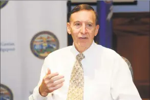  ?? Ned Gerard / Hearst Connecticu­t Media ?? Finance Director Kenneth Flatto speaks during a press conference in Bridgeport on Nov. 2, 2017.