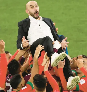  ?? ALEXANDER HASSENSTEI­N/GETTY ?? Upsets like Morocco’s victory over traditiona­l power Spain on Tuesday likely will be more common when the World Cup expands from 32 to 48 teams in 2026. Expect to also see more lopsided matches in the tournament.