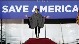  ?? ROSS D. FRANKLIN — THE ASSOCIATED PRESS ?? Arizona Republican candidate for governor Kari Lake acknowledg­es the crowd at a rally on Jan. 15 in Florence, Ariz.