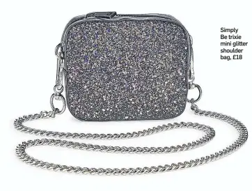  ??  ?? Simply Be trixie mini glitter shoulder bag, £18