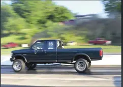  ??  ?? One of the quicker full-weight 7.3Ls to hit the track belonged to Mike Satkowski. Right off the trailer, his ’97 F-250 went 7.64 at 89 mph. His setup revolves around a built engine with Carrillo rods, 300/200 hybrid injectors, and a 5-blade S468 from Stainless Diesel.
