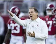  ?? ASSOCIATED PRESS FILE PHOTO ?? Alabama head coach Nick Saban yells instructio­n before a game against Lsulast year in Tuscaloosa, Ala.