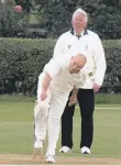 ??  ?? Pete Hill, above bowling, hit 85 in Flixton 3rds’ win against Lockton
