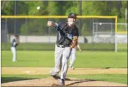  ?? SAM BLUM — SBLUM@DIGITALFIR­STMEDIA.COM ?? Columbia’s Danny Watson fires a pitch. He threw 6.1 innings on Tuesday, but Columbia lost their sectional game against La Salle, 5-4in eight innings.