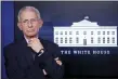  ?? ALEX BRANDON FILE - THE AP ?? In this April 1 photo, Dr. Anthony Fauci, director of the National Institute of Allergy and Infectious Diseases, appears at the White House, in Washington.