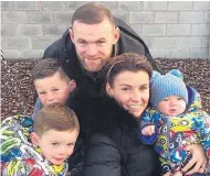  ??  ?? Rooney with wife Coleen and sons – from the left, Klay, Kai and Kit – whom he admits letting down following the night with Laura Simpson, right