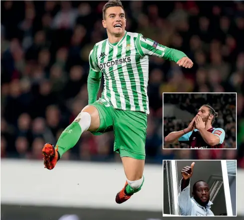  ??  ?? Giovani Lo Celso has made the leap from Real Betis in Spain’s La Liga to bolster Tottenham’s midfield in the English Premier League; inset top, Andy Carroll has kissed goodbye to West Ham and rejoined Newcastle United; below, Romelu Lukaku gives the thumbs up after joining Inter Milan from Manchester United.