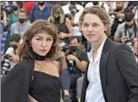  ?? Pascal Le Segretain Getty Images ?? MERCEDES KILMER, left, and Jack Kilmer, who narrates the film, at Cannes.