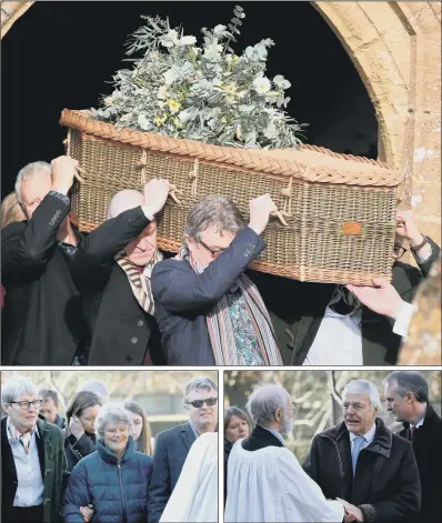  ?? PICTURES: SWNS.COM ?? Former Liberal Democrat leader Lord Ashdown, who died last month, was remembered by friends and family, including his widow Jane Courtenay and ex-Prime Minister Sir John Major, as well as many local villagers, at his funeral in Norton-sub-Hamdon, near Yeovil.