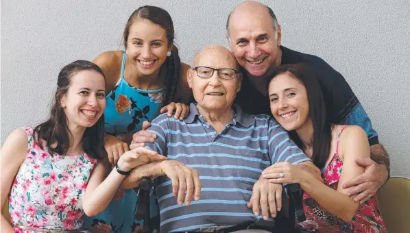  ??  ?? CHEERS DAD: Great-grandfathe­r Concetto Zappala (centre) with his granddaugh­ters Kate and Clare Zappala and Angela Armstrong and son John Zappala. Picture: ANNA ROGERS