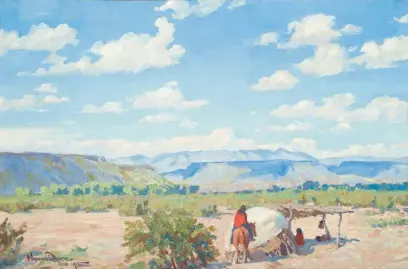  ??  ?? Maynard Dixon (1875-1946), Apache Land, 1915, oil on canvas, 20 x 30”. Gift of Mrs. Alexander Bill, 1967.8.