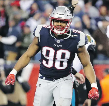  ?? — GETTY IMAGES FILES ?? Trey Flowers is already an impact player in his third year with the New England Patriots.