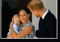  ??  ?? Lullaby: Meghan, pictured with Harry and Archie last year, sang to her son after her sudden collapse