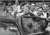  ??  ?? Himachal Pradesh Chief Minister Virbhadra Singh at Patiala house court in connection with his assets case in New Delhi on Monday.