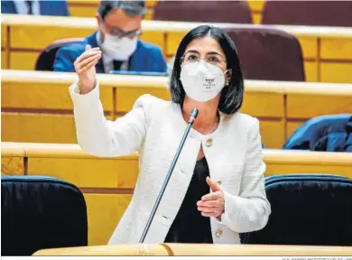  ?? ALEJANDRO MARTÍNEZ VÉLEZ / EP ?? La ministra de Sanidad, Carolina Darias, ayer en el Senado.