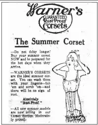  ??  ?? This ad for rust-proof corsets appeared May 5, 1918, in the Arkansas Gazette.
