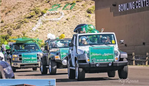  ?? COURTESY PHOTOS ?? Members of Pojoaque Valley’s Class of 2020 celebrate during a parade for graduates in Pojoaque.