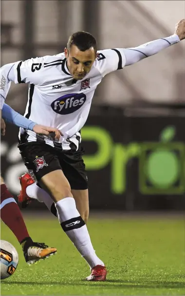  ??  ?? during the Malone Cup clash at Oriel Park.