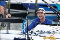  ?? PHOTO BY HANNAH LEE NOLLS ?? Novato’s Mark Ivey, shown after winning the Bacardi Winter Series 2023 on the Melges 24 Pacific Yankee. Ivey is a recent recipient of the prestigiou­s Kevin Burnham Memorial Award.