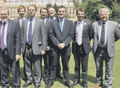  ??  ?? to Westminste­r, top, while, above, David Mundell is pictured with the 12 new Scottish Tory MPS