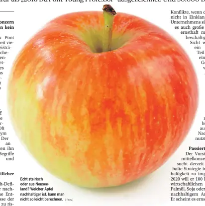  ?? [ Fabry ] ?? Echt steirisch oder aus Neuseeland? Welcher Apfel nachhaltig­er ist, kann man nicht so leicht berechnen.