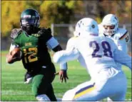  ?? PHOTO COURTESY OF DELAWARE VALLEY UNIVERSITY ?? Norristown native Dashawn Darden rushed for four touchdowns and threw another in Delaware Valley University’s 47-13 win over Widener. Darden was named the Middle Atlantic Conference Offensive Player of the Week for his effort.