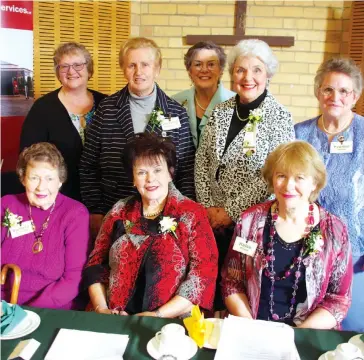  ??  ?? At the Drouin CWA 80th birthday celebratio­ns are back row (from left): Latrobe Central group president Wendy Earwicker, Drouin life member Lorraine Kinrade, branch president Christine Parsons, member of honour Carol Clay, life member Yvonne Tindl Front row (from left): life member Pam Pretty, state president Lynette Harris and Drouin branch secretary Helen Molnar..