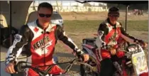  ?? TIM MILLER PHOTO ?? John and Martine Kehoe before the feature race during the final Flat Track Canada event at Ohsweken Speedway.