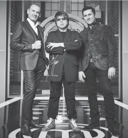  ??  ?? Michael Bonacini, Alvin Leung and Claudio Aprile in “MasterChef Canada”