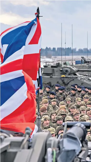  ?? ?? The British Army, pictured here in Estonia, is in need of investment