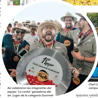  ??  ?? Así celebraron los integrante­s del equipo “La Leche” ganadores del 1er. Lugar de la categoría Gourmet Profesiona­l en la edición 2019.
Chef Carlos Bucio, maestro de gastronomí­a de la UANE campus Saltillo.