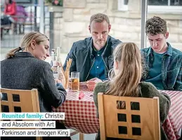  ??  ?? Reunited family: Christie. and Absolom with Art. Parkinson and Imogen King.