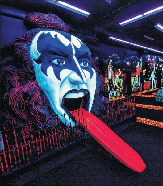  ?? WILLIAM WARBY/FLICKR ?? It’s down the tongue at the Kiss by Monster Mini Golf in Las Vegas.