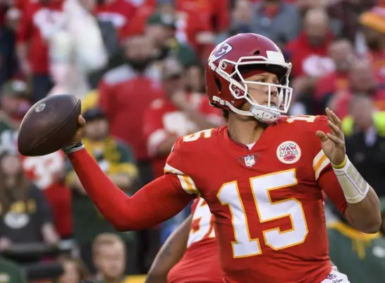  ?? Reed Hoffmann, The Associated Press ?? Kansas City Chiefs quarterbac­k Patrick Mahomes throws against the Green Bay Packers last Sunday.