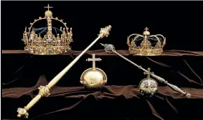  ?? AP ?? A collection of Swedish Crown jewels, some of which were taken by thieves in broad daylight and escaped by speedboat.