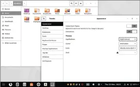  ??  ?? Use the Applicatio­ns menu to change the window theme. The one shown here, called High Contrast, comes preinstall­ed in Ubuntu 17.10.