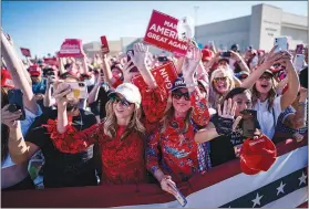  ?? DOUG MILLS / THE NEW YORK TIMES FILE (2020) ?? Attendees cheer for Trump during a campaign rally Oct. 28 at the Phoenix Goodyear Airport in Goodyear, Ariz.