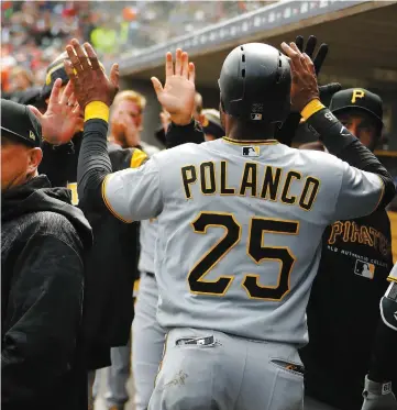  ?? PHOTO AFP ?? Gregory Polanco a produit quatre points hier contre les Tigers dont le circuit gagnant en 13e manche.