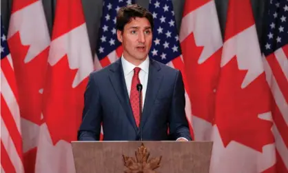  ??  ?? ‘This is a big step but we know can do this for 2021,’ Justin Trudeau said. Photograph: Lars Hagberg/AFP/Getty Images